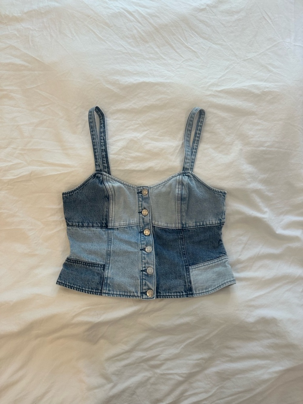 GAP Light & Medium Blue Denim Button-Front Tank - Picture 2 of 5